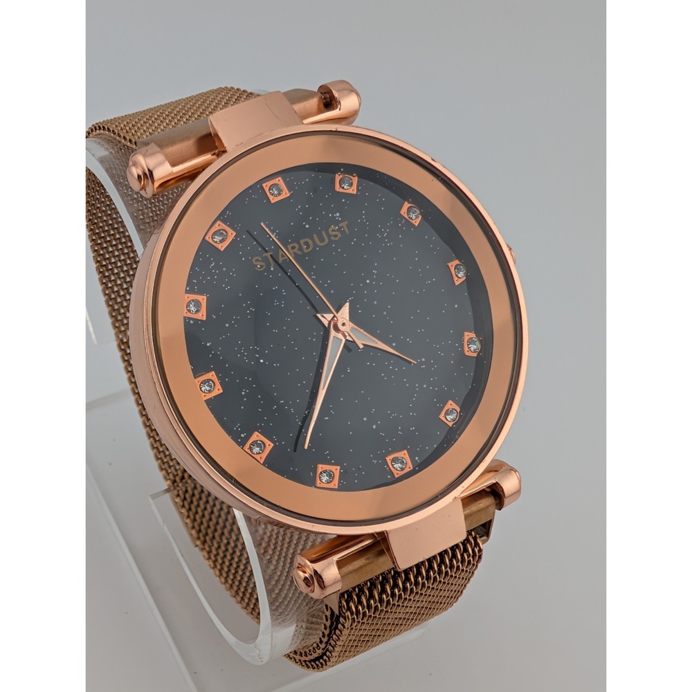 Stardust Watch Women 42mm Rose Gold Case Mesh Magnetic Band- New‎ Battery